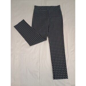 Margaret M Slimming Pant Medium Black Blue White Geometric Stretch Trousers M